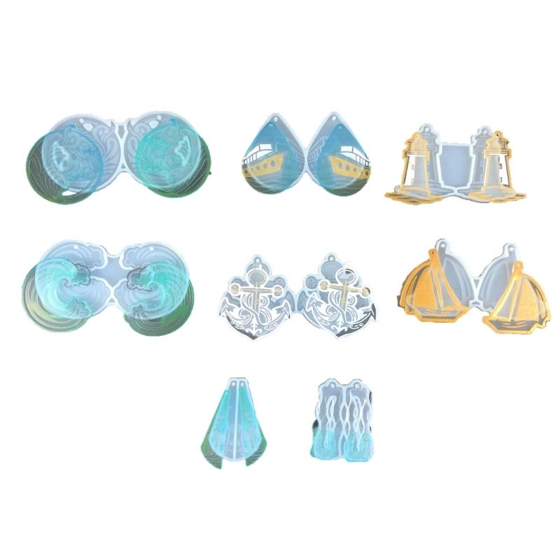 8Pcs Multiple Styles Earrings Silicone Mold Suitable for Epoxy Resin Diy Crafts Ornament Pendant Keychain Jewelry Making