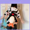 Plush Black Fish Hugging Backpack For Girls With Zipper Closure And Inner Card Pocket