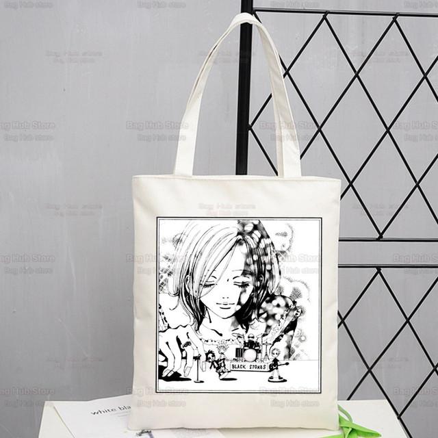 Nana Osaki Anime Women Package Canvas Bag Manga Komatsu Nana Handbags Shoulder Bags Casual Black Stones Shopping Girls Handbag