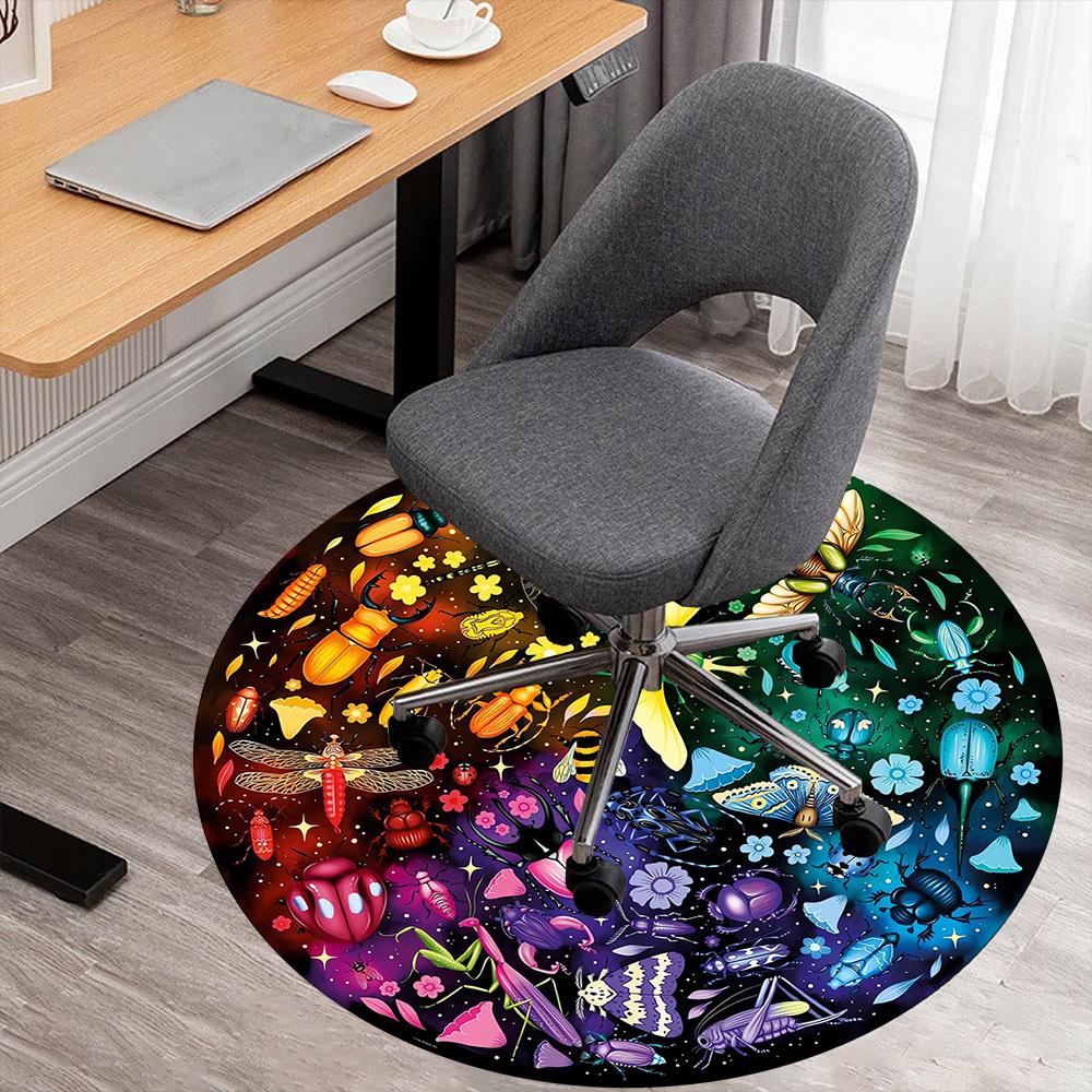 

1pc Insects, Circular Pattern Office Round Rugs, Under Chair Round Rugs for Living Room, Bedroom, Bathroom Decoration Carpet 091842 80cm by 80cm