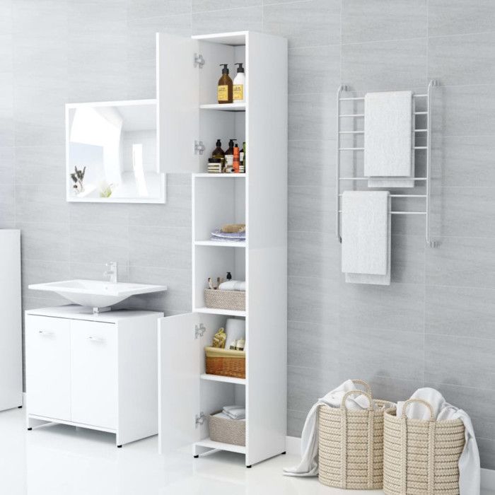 VidaXL Armoire de salle de bain Blanc 30x30x183,5 cm Aggloméré