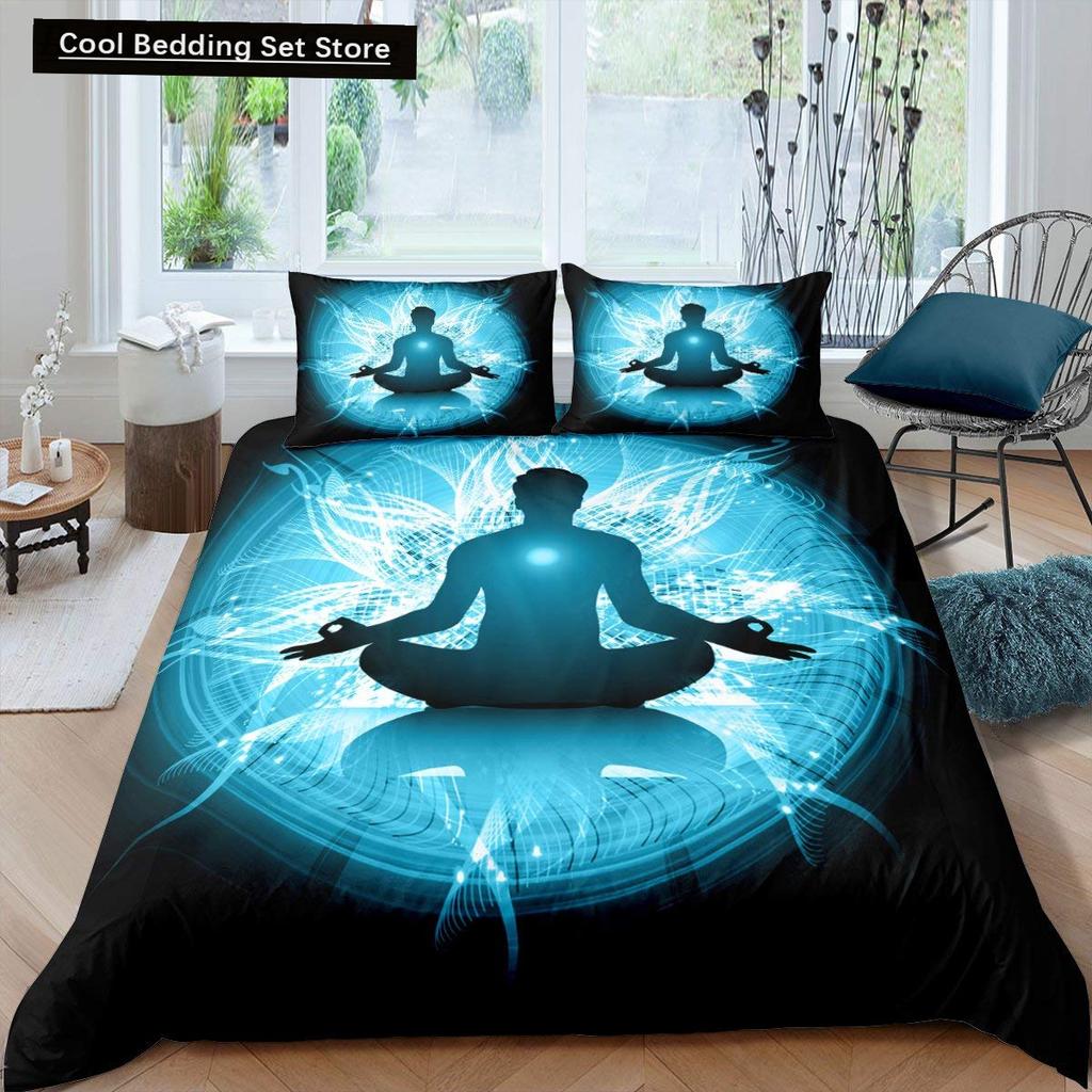 Bohemian King Queen Duvet Cover Yoga Comforter Cover Chakra Meditation Hamsa Eye Bedding Set Exotic Boho Polyester Quilt Cover