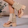 2025 Summer New Women's Cover Heel Sandals Outdoor Buckle Chunky Heels Side Zip Ankle Boots Women Platform Modern Thong Sandals