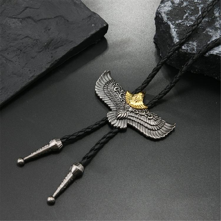 Soft PU Leather Adjustable Necklace Tribal Bird Design Adult Child Accessory Fashion Bolo Tie Necktie for Women and Men