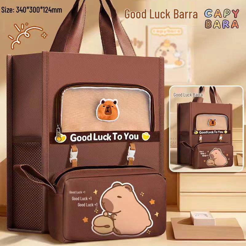 Capybara Canvas Backpack for Elementary & Middle School Students - Student Book Tote & Tutoring Bag