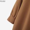 ZANZEA Camicetta Casual da Donna con Collo Stretto e Maniche a 3/4 Larga