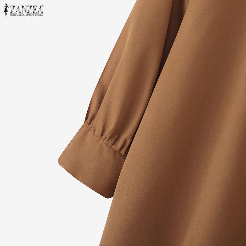ZANZEA Camicetta Casual da Donna con Collo Stretto e Maniche a 3/4 Larga