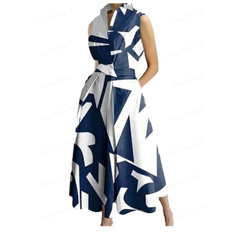 Dress summer new commuter fashion solid color V-neck women's button pendulum dress