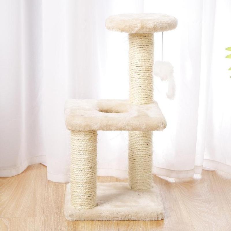 3-Layers Cats Toys Scratching Post Sisal Rope Three Pillars For Kitten Grind Claw Cat Climbing Frame Posts Pet Furniture