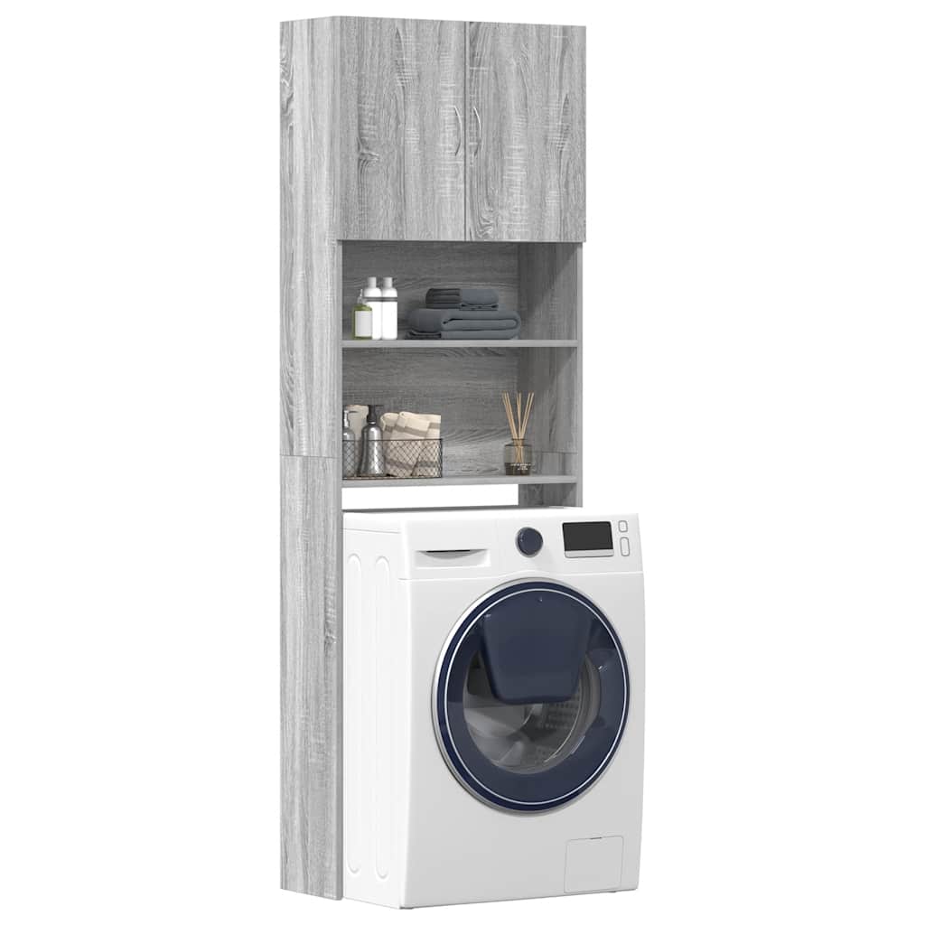 Mobile per Lavatrice Grigio Sonoma 64 x 24 x 190 cm Legno Ingegnerizzato