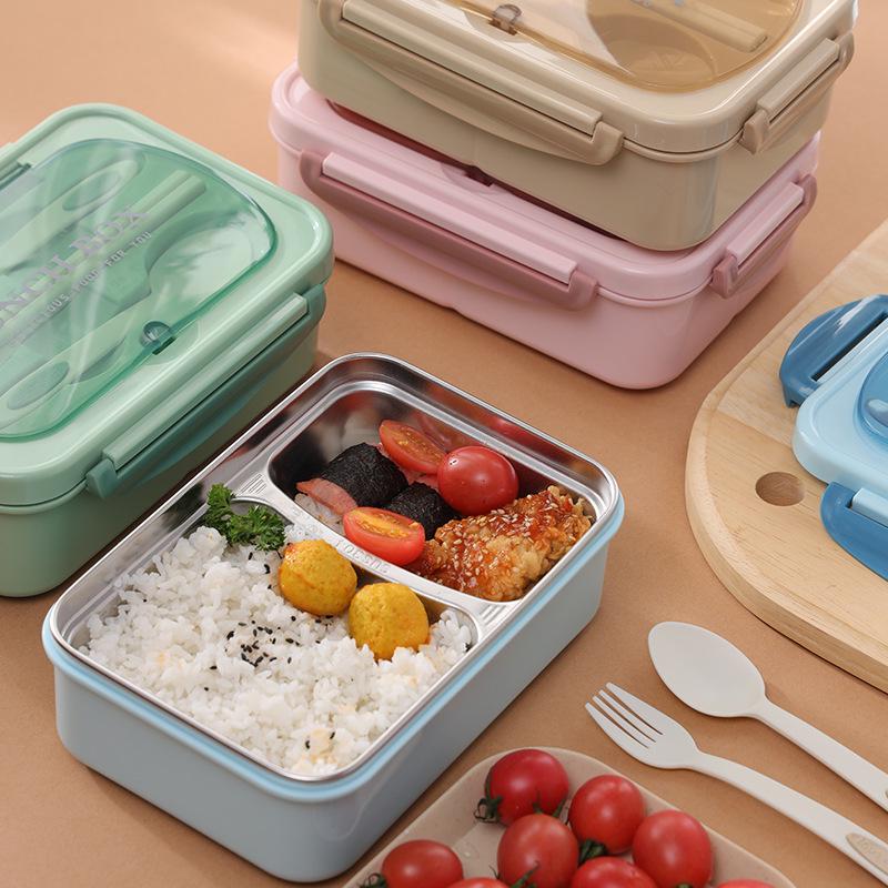 304 Stainless Steel Insulated Bento Box with Divider, Portable and Leak-Proof, Customizable Logo.