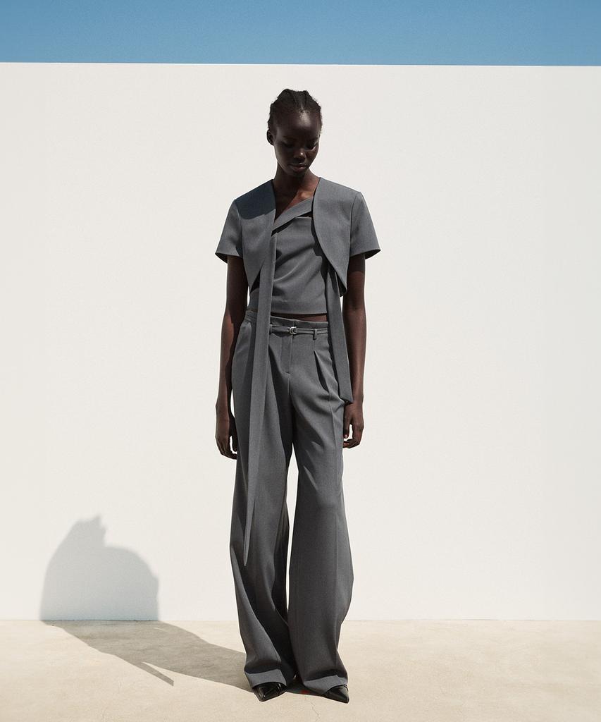 RE RHEE Straight Leg Belted Trouser Charcoal
