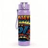 1PC May Seven 67 Graffiti Letter 750ml Color Plastic Sports Water Bottle Leakproof Flip Straw Lid Suitable for Sports Office Home Use