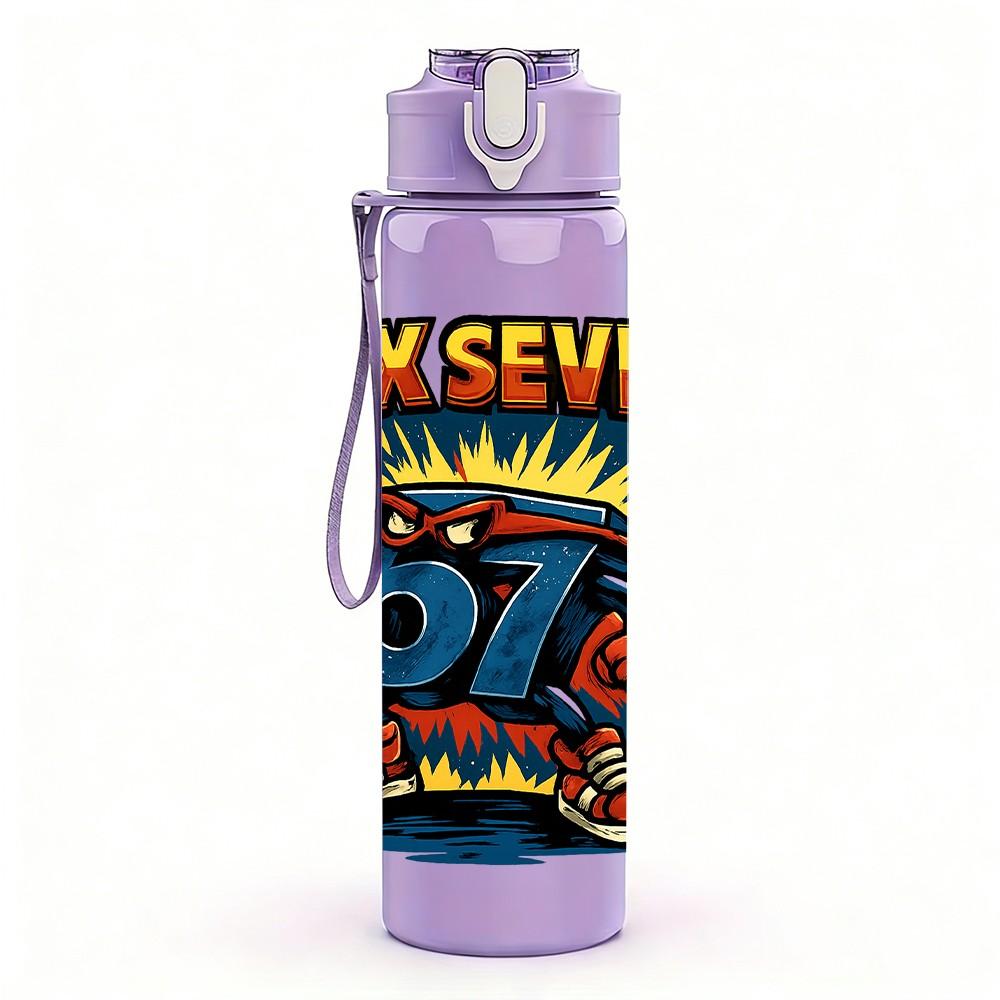 1PC May Seven 67 Graffiti Letter 750ml Color Plastic Sports Water Bottle Leakproof Flip Straw Lid Suitable for Sports Office Home Use