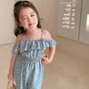 Net Celebrity Western Style Girls' Jumpsuits Floral Strapless One-piece Clothes Children's Jumpsuits