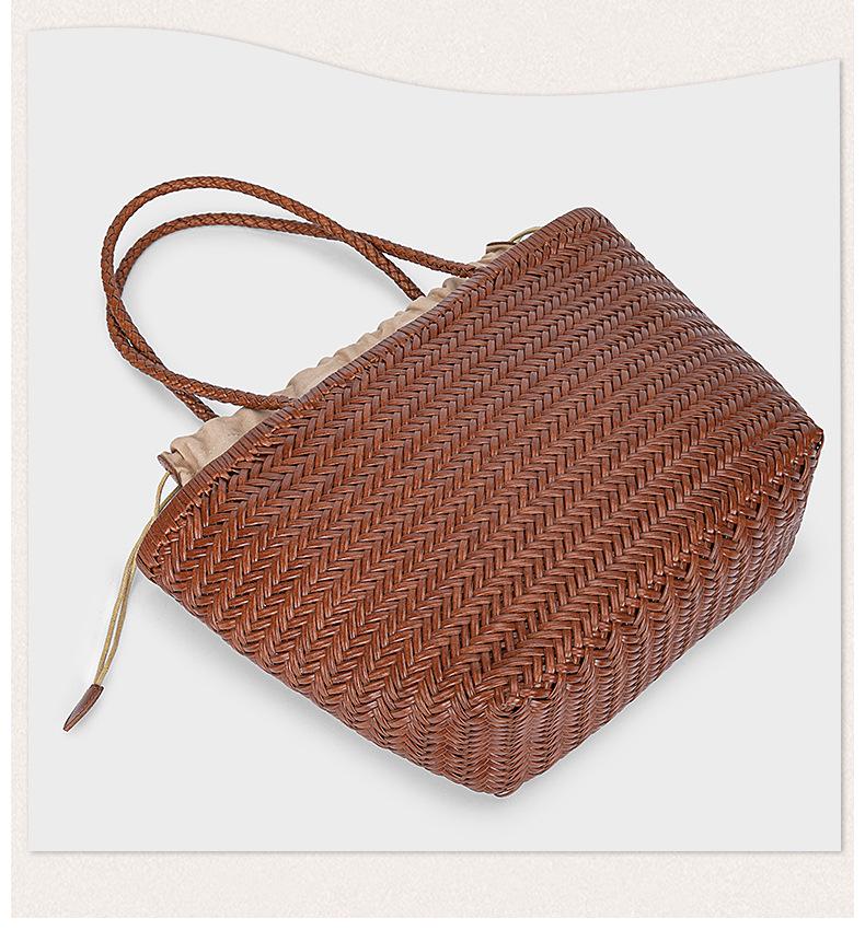 Geweven Koeienhuid Mandtas in Drakenstijl: Handtas van echt leer voor dames, grote capaciteit, retro design