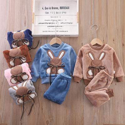 Höstkläder för barn Babypyjamas Flickkläder Pojkar Kostymer Flanell Pyjamasset