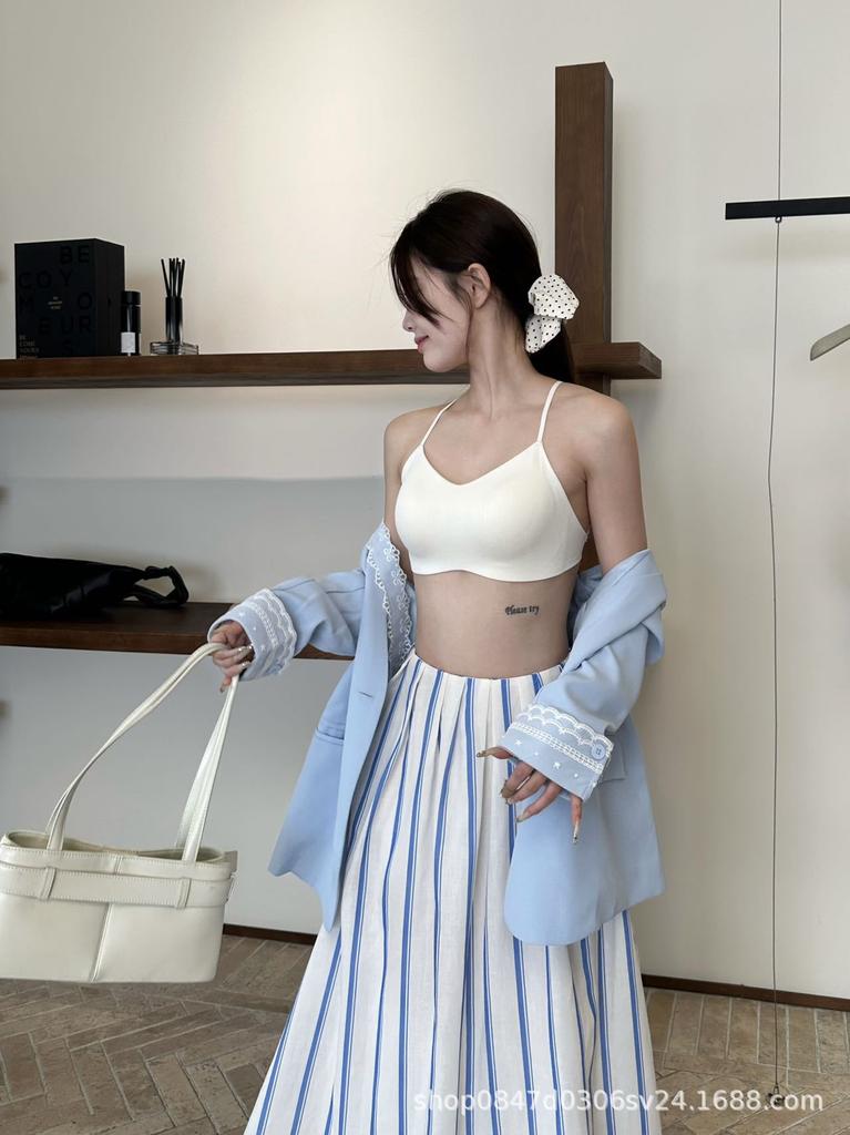 Summer thin cross beautiful back underwear women's no steel ring small chest gathering breathable non-marking bra cover