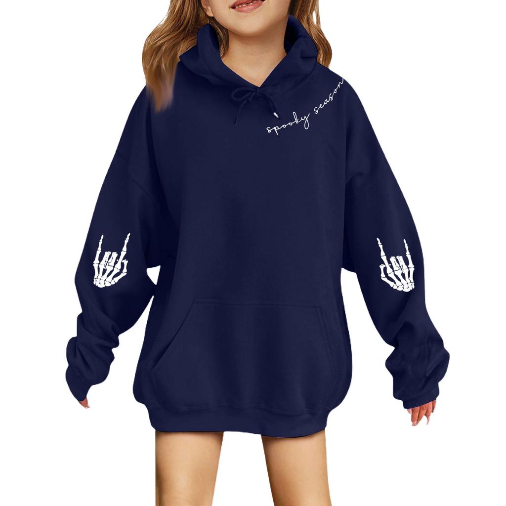 Módní chlapecké a dívčí mikiny s kapucí na Halloween s malým potiskem pro děti