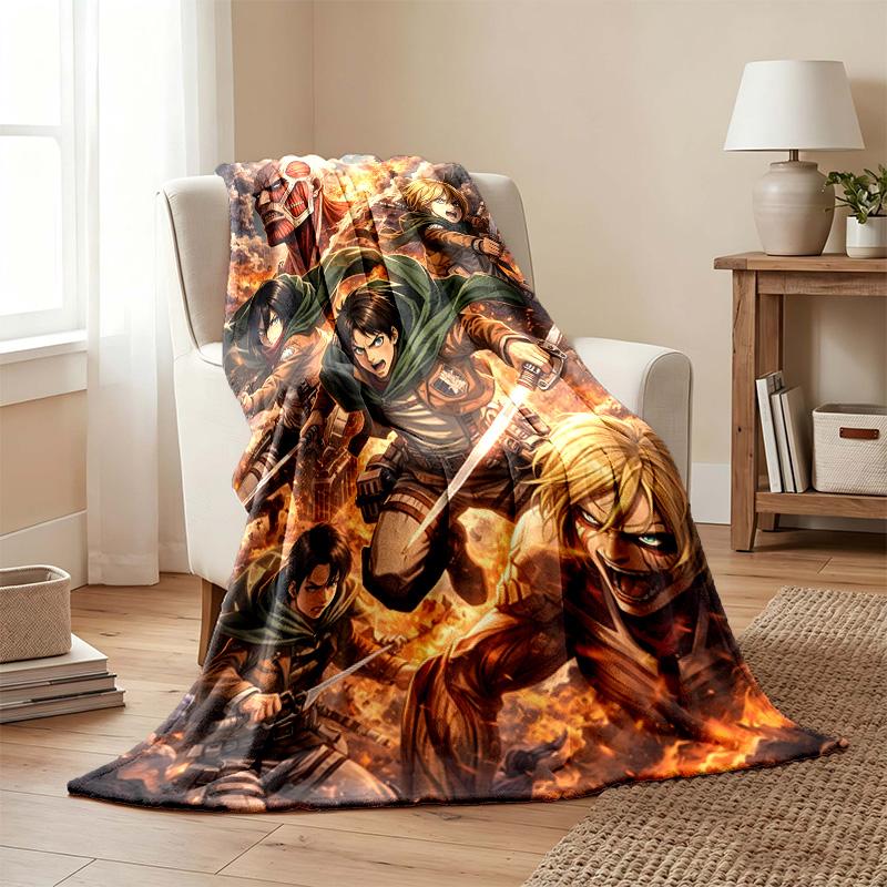 Attack on Titan blanket Flannel Blanket Soft Cozy Plush Throw for Sofa Bed Lightweight Home Decor