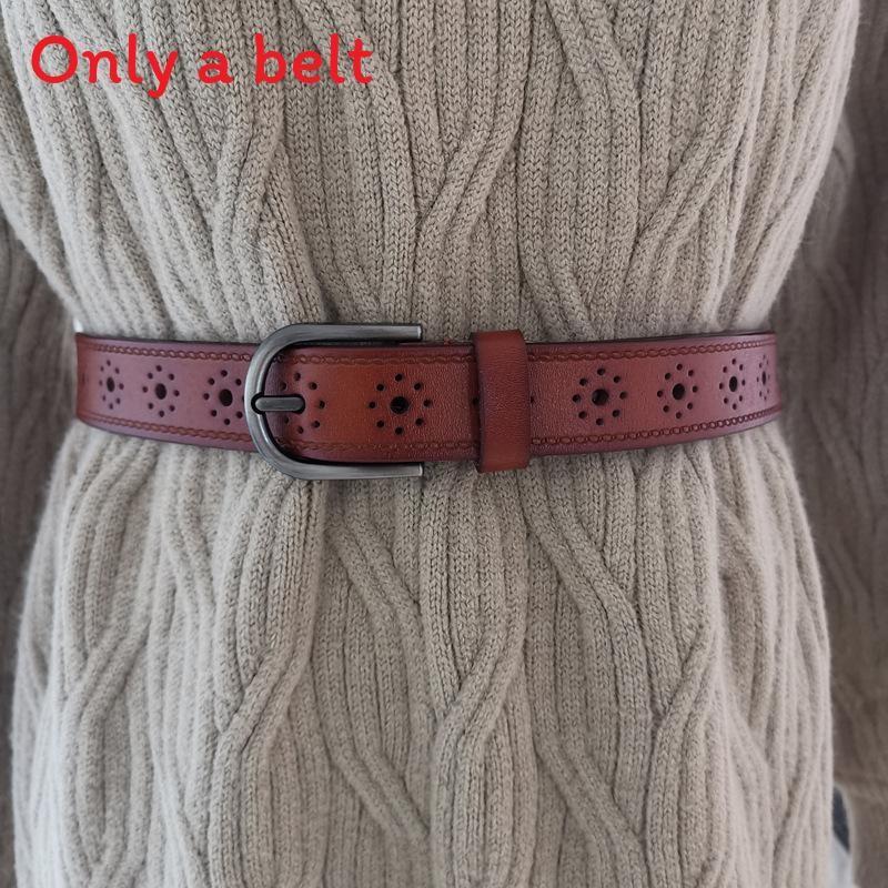 

Womens Leather Belt With Metal Pin Buckle For Elegant And Casual Outfits 115cm дубильна кора