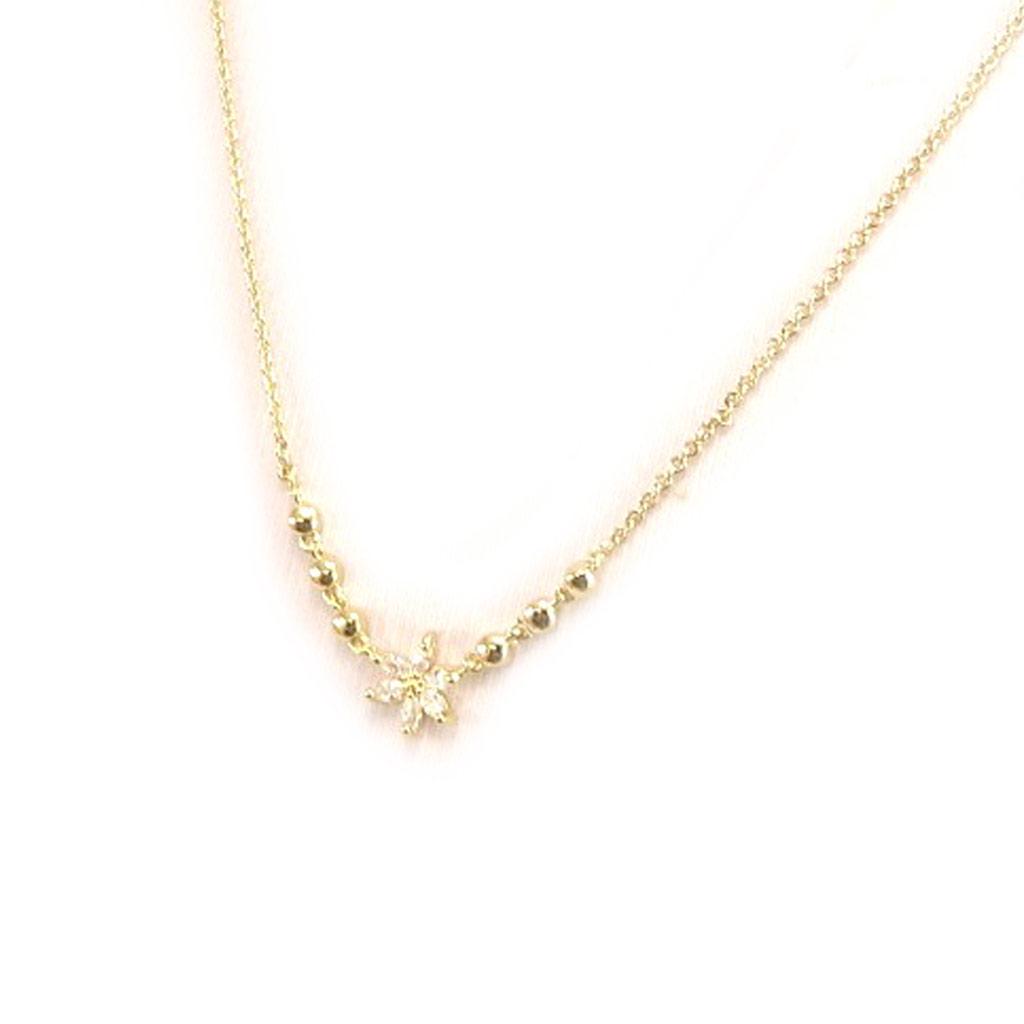 Les Trésors De Lily [L1282] - Gold-Plated Necklace 'Flora' White Gold - 12 Mm