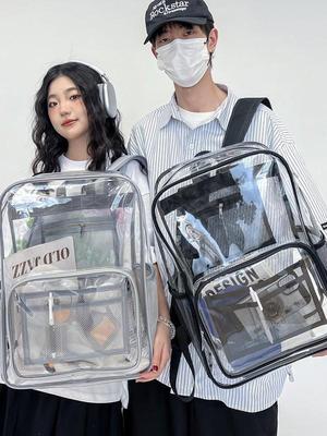 Koreanischer Wasserdichter Studentenrucksack mit großem Fassungsvermögen - Transparente PVC-Multifunktions-Modetasche