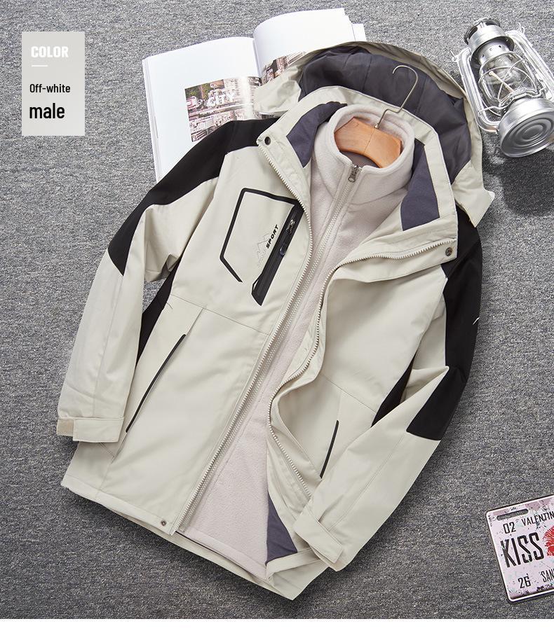 Men's 3-in-1 Ski Jacket: Detachable Fleece-Lined Outdoor Mountaineering & Workwear for Autumn/Winter