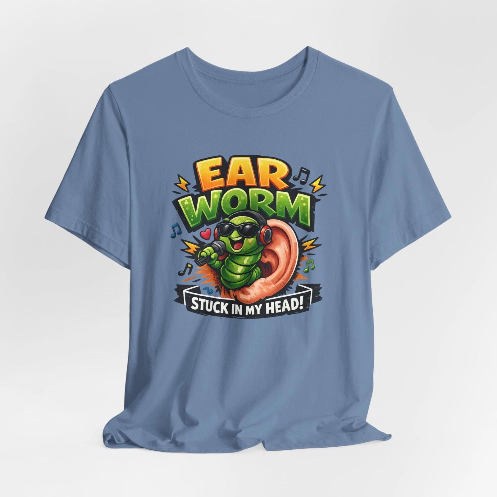 Ear Worm Stuck In My Head T-Shirt | Funny Music Cartoon Tee S