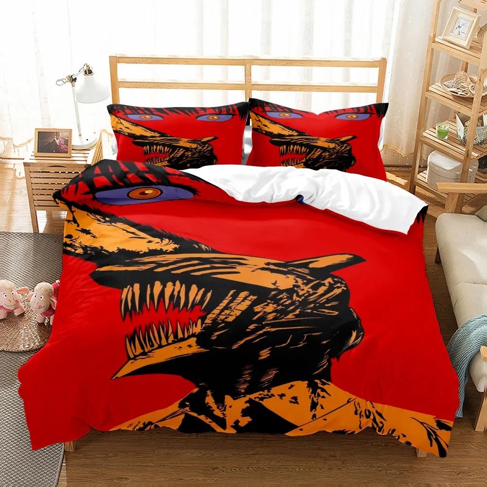 

Chainsaw Man Anime Duvet Cover Set without sheet King Queen Double Full Twin Single Size Bed Linen Set EU single(135x200cm)