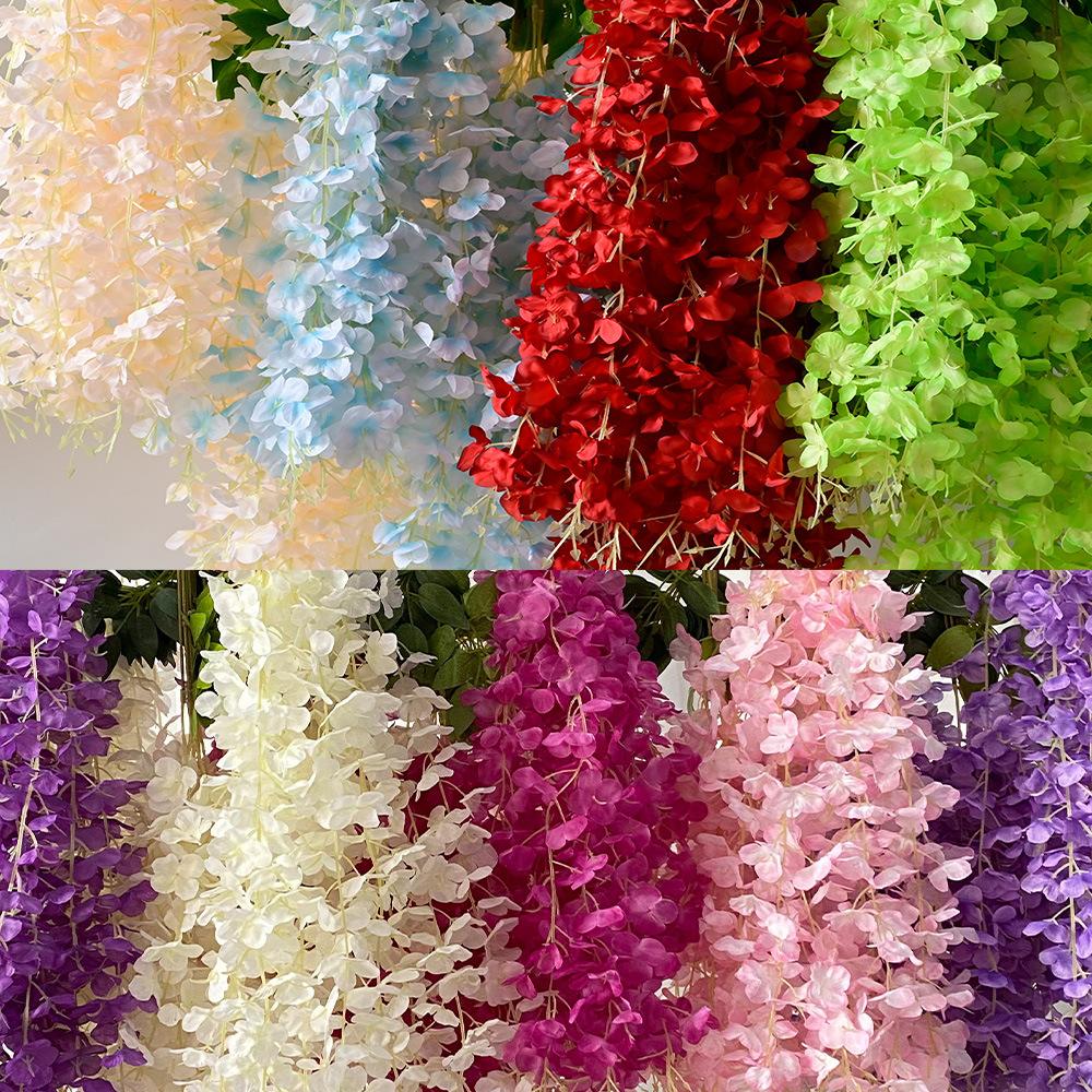 Simulated 6-Leaf Wisteria Flower Fake Flower Violet Ceiling Flower Wisteria Wedding Flower Decorative Vine Decorative Flower Vine