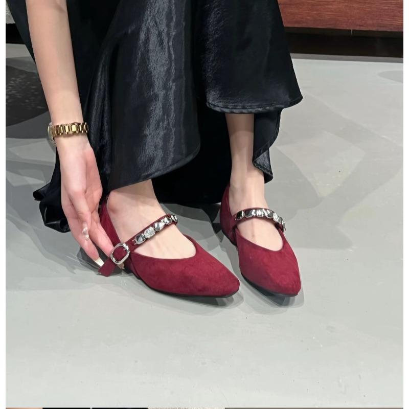 

Fashion New Style Luxury Women s Fashion Pointed Toe Women s Elegant Party Daily Low Heels Pump Footwear Women Minimalist Flats Shoes 35 красный