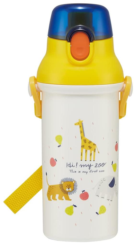 Skater Children's Plastic Water Bottle, 480ml, High My Zoo, Made In Japan, PSB5SANAG-A