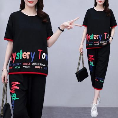 Damen T-Shirt Mode Freizeitanzug Sommer Zweiteiler Mutter Kurze Hose Anzug