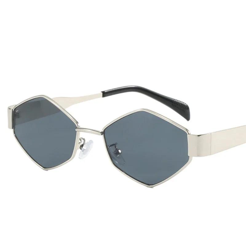 Fashion Polygonal Women Sunglasses Vintage Rhombus Ladies Sun glasses Unique Metal Frame Punk Eyewear Men Shades
