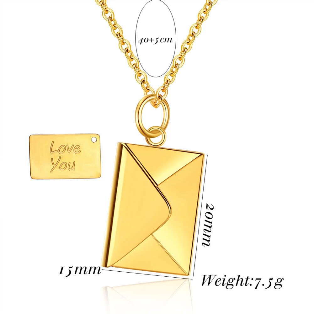 Necklace for Popular Love Letter Stainless Love You Envelope Azuki Gift for Lover [Rockyu] Women, Brand, Silver, Pendant, Steel, Hypoallergenic,