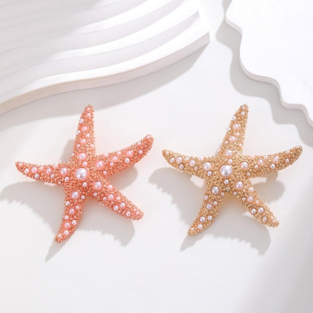 Pearl Starfish Starfish Star Metal Pin Jewelry Gift Chest Flower Pin Retro Starfish Brooch Women