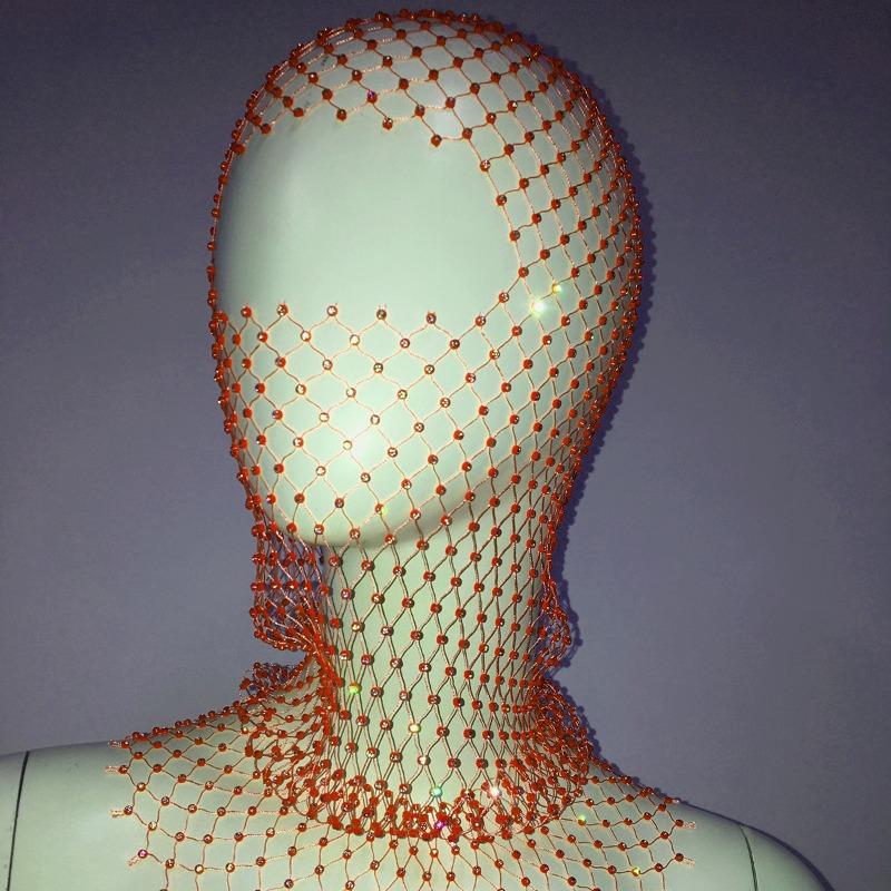 Meier Accessorize with a rhinestone elastic mesh headband - holiday carnival sparkling diamond face mask