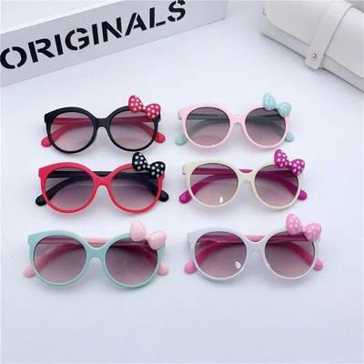 Solbriller Jenter Gutter Shiny Bowknot Solbriller Lovely Cat Barn Eyewear Fashion Gradient Eyeglasses UV400