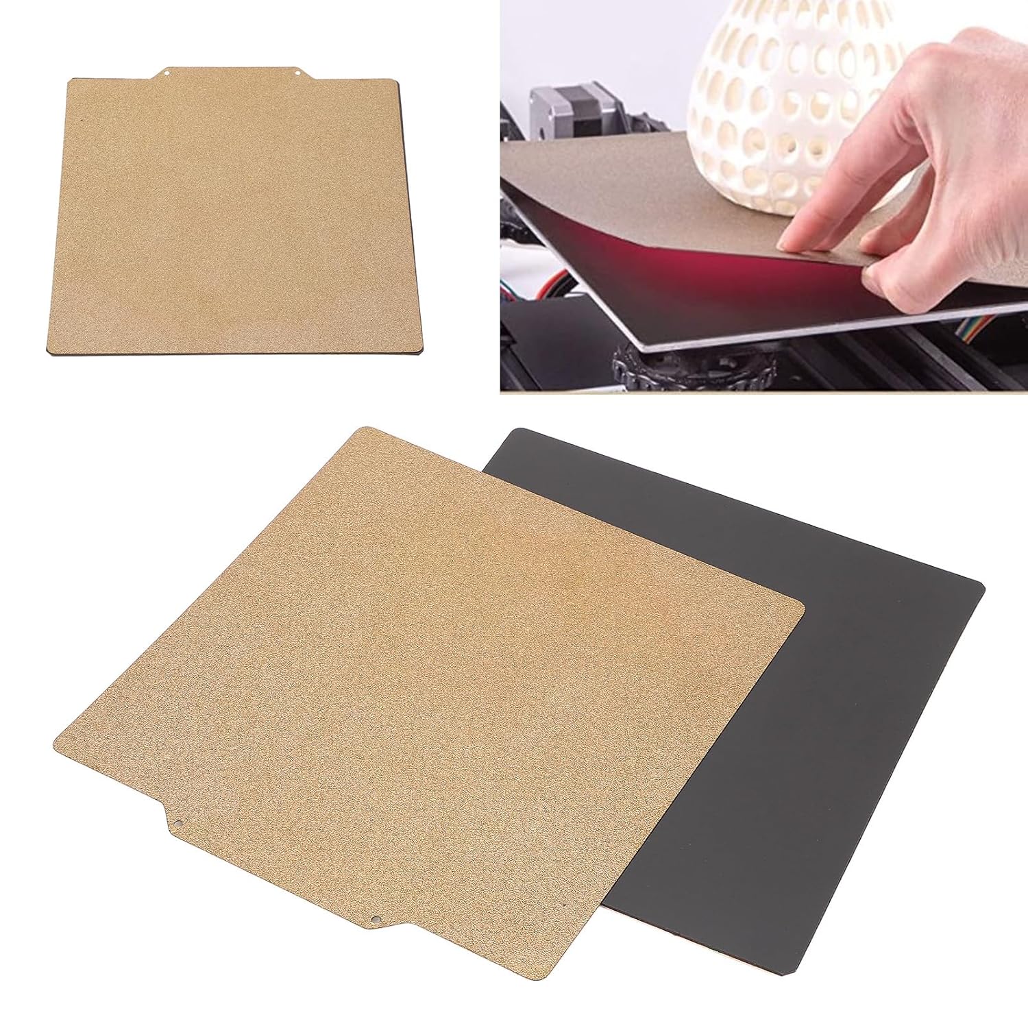3D Printer Steel Plate Double Side PEI Flexible Spring Steel Plate Magnetic Build Plate for 200 X 200mm