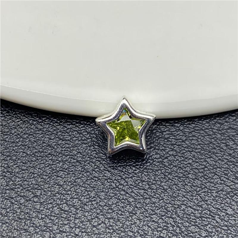 9mm 14k Zircon Pentagram Pendant: 3D Colorful Star with Inlaid Diamonds for DIY Nail Art