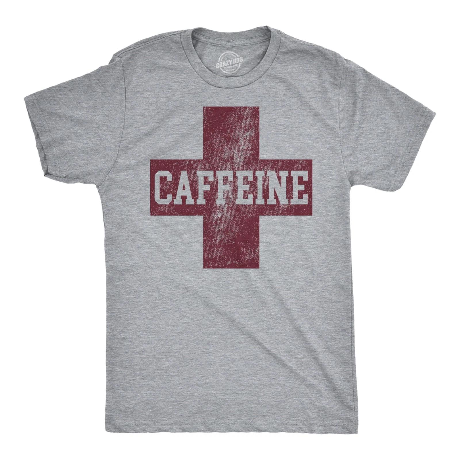 Mens Funny T Shirts Caffeine Red Cross Sarcastic Coffee Graphic Novelty Tee For XXL