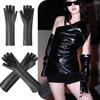 Fleece Lined Fingerless Gloves Black PU Leather Gloves Cool Half Finger Mittens  Dance