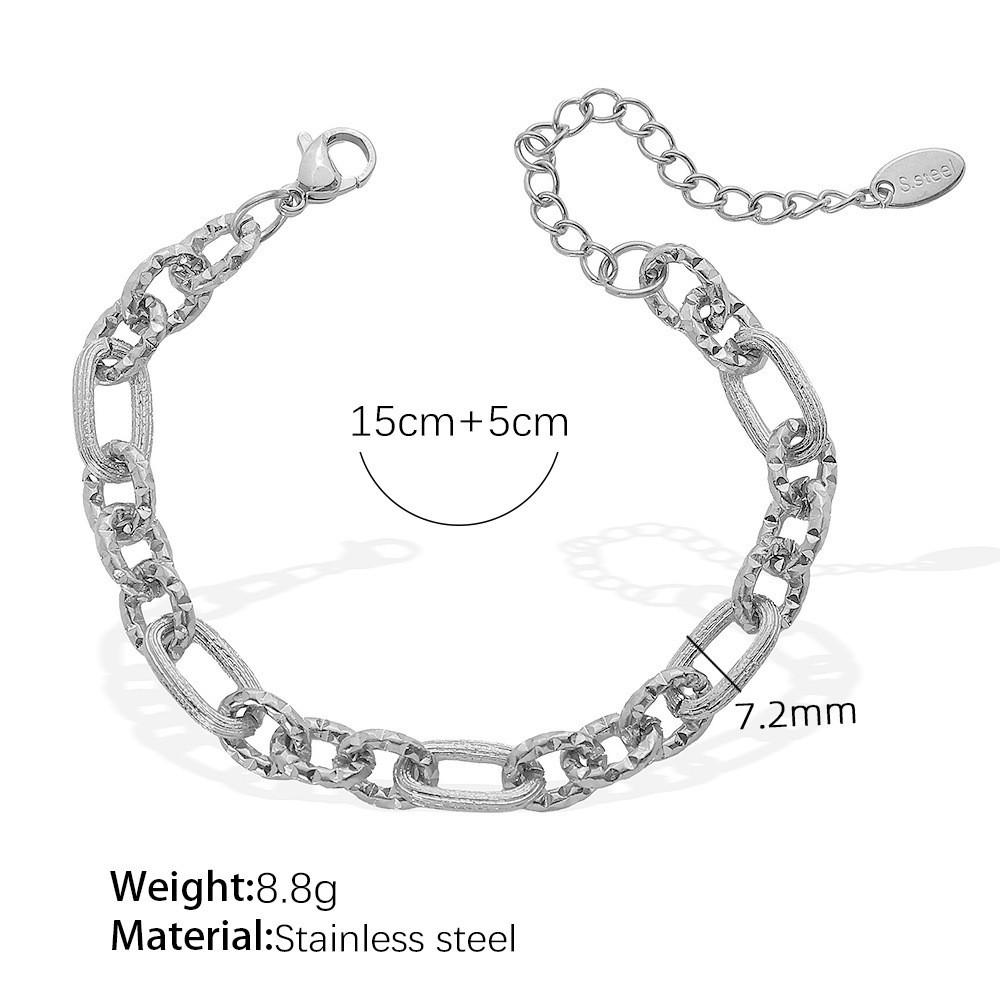 Trendy Embossed O-Chain Stainless Steel Bracelet - Simple, Fashionable Unisex Jewelry