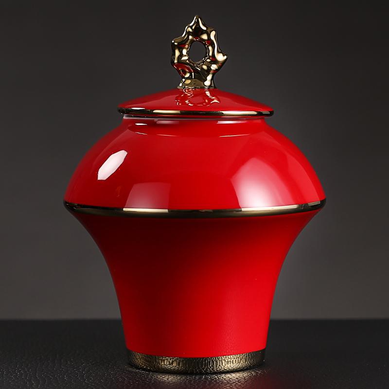 Plating Ceramic Jar with Lid Porcelain Sealed Coffee Tea Jar Porcelain Painted Gold Storage Jar Bottle Container Home Decoration