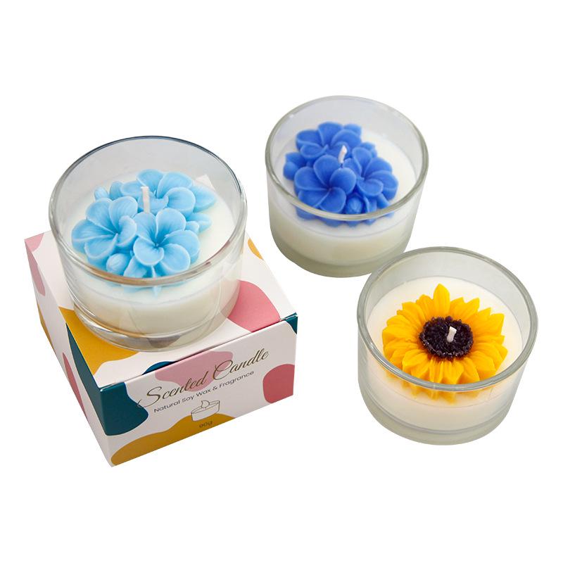 Handmade Flower-Shaped Aromatherapy Candle Set: Floral Scented Gift for Home and Bedroom Decor