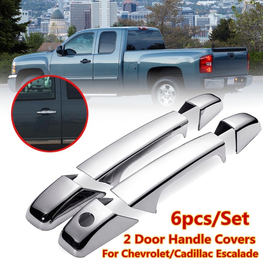 6pcs 2 Door Handle Covers Set Abs Chrome For Chevrolet Silverado