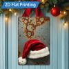 D FLAT Pc Metal Sign Rustic Metal Christmas Hat Wall Art Decor