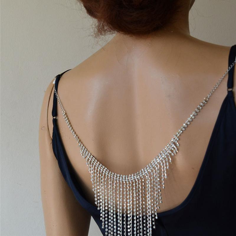 Accessories, Fashion Tassel Full Diamond Backchain Sexy Luxury Dress Accessories Rhinestone Body Chain Chian