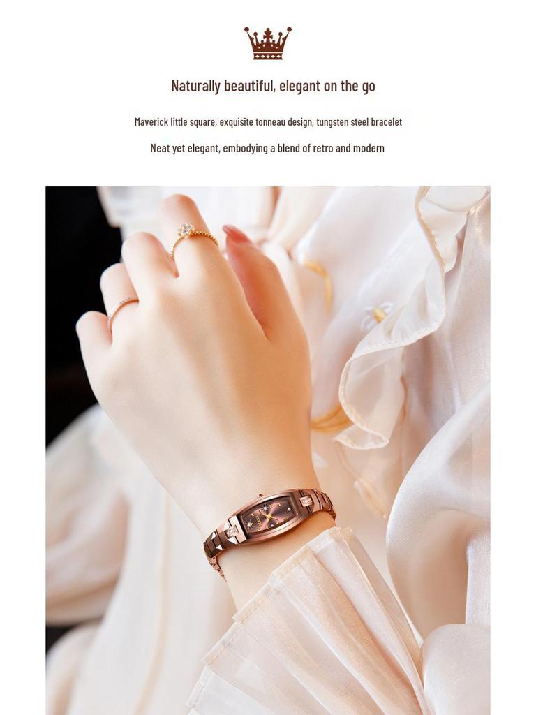 Tungsten Steel Waterproof Women's Watch with Imported Movement - Olis Cross-Border Style